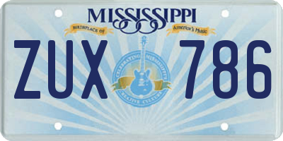 MS license plate ZUX786