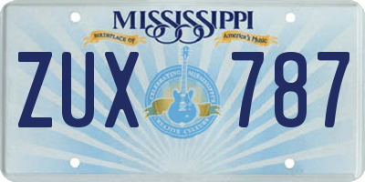 MS license plate ZUX787