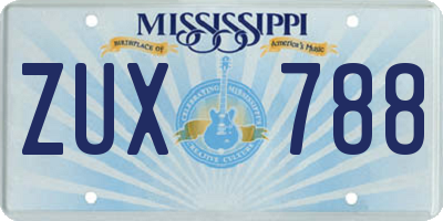 MS license plate ZUX788