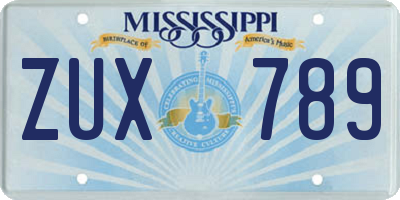 MS license plate ZUX789