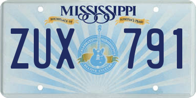 MS license plate ZUX791