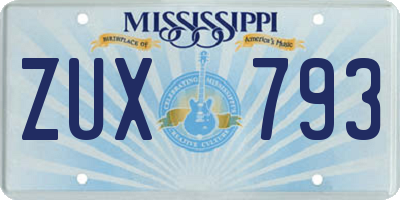 MS license plate ZUX793