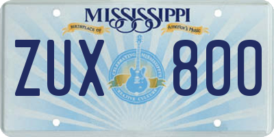 MS license plate ZUX800