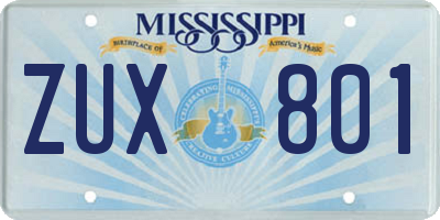 MS license plate ZUX801