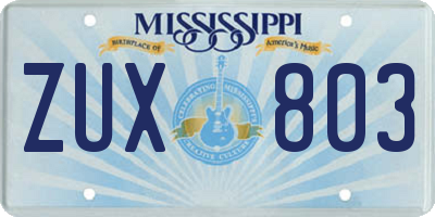 MS license plate ZUX803