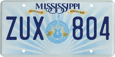 MS license plate ZUX804
