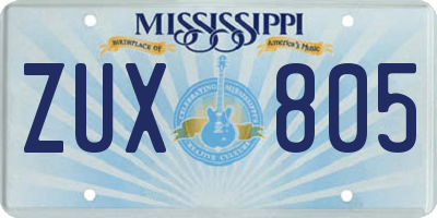 MS license plate ZUX805