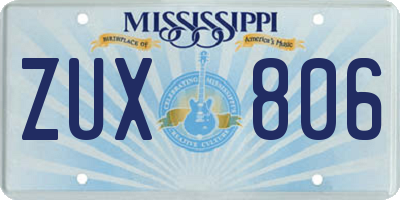MS license plate ZUX806