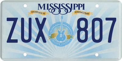 MS license plate ZUX807