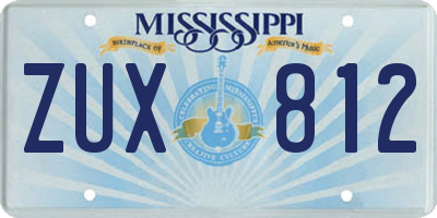 MS license plate ZUX812