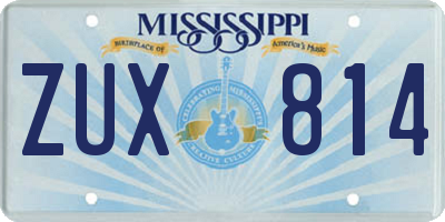 MS license plate ZUX814