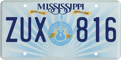 MS license plate ZUX816
