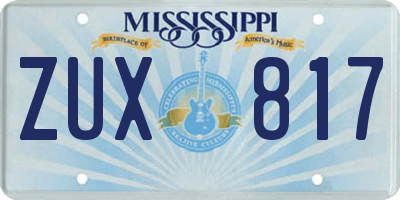 MS license plate ZUX817
