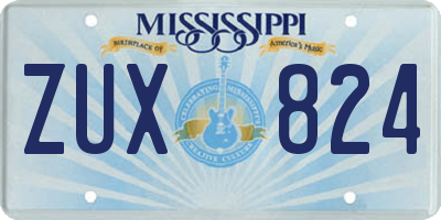 MS license plate ZUX824