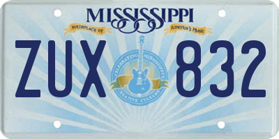 MS license plate ZUX832
