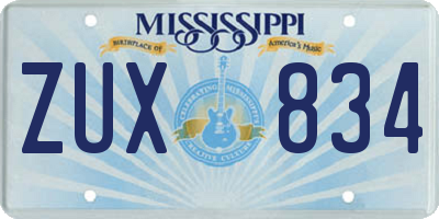 MS license plate ZUX834