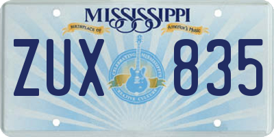 MS license plate ZUX835