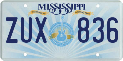 MS license plate ZUX836