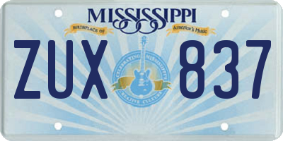 MS license plate ZUX837