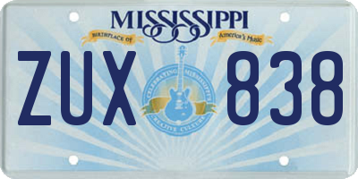 MS license plate ZUX838