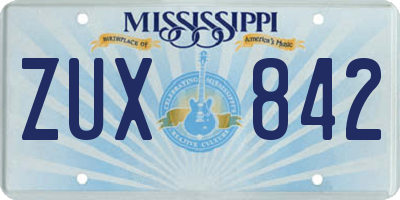 MS license plate ZUX842