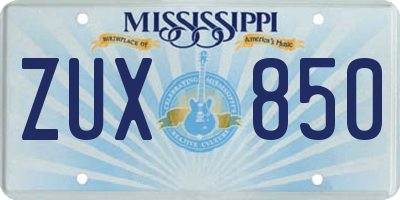 MS license plate ZUX850