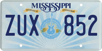 MS license plate ZUX852