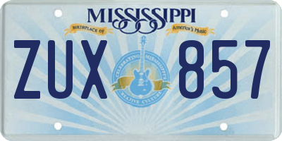 MS license plate ZUX857