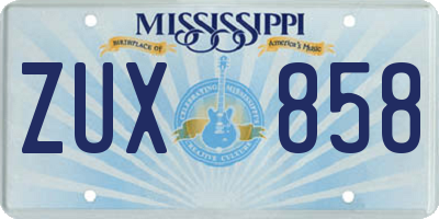 MS license plate ZUX858