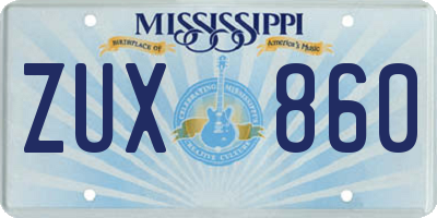 MS license plate ZUX860