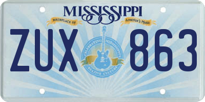 MS license plate ZUX863