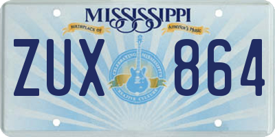MS license plate ZUX864