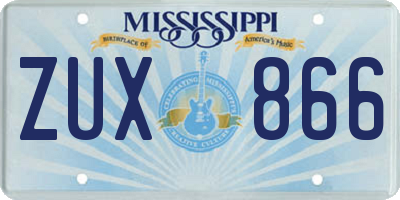MS license plate ZUX866
