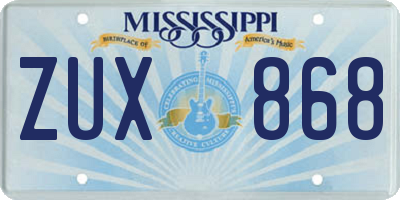 MS license plate ZUX868
