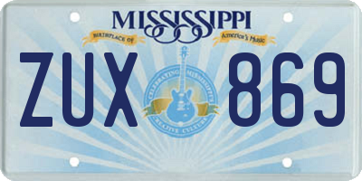 MS license plate ZUX869