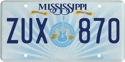 MS license plate ZUX870