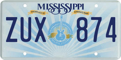 MS license plate ZUX874