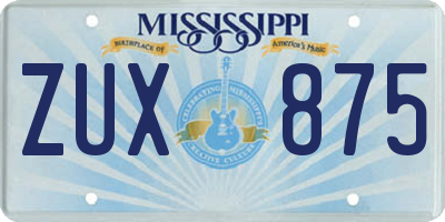 MS license plate ZUX875
