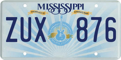 MS license plate ZUX876