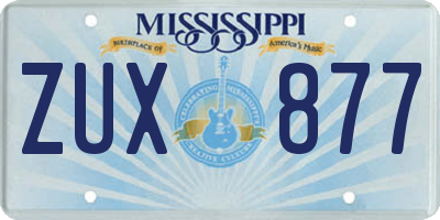MS license plate ZUX877