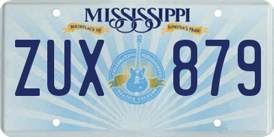 MS license plate ZUX879