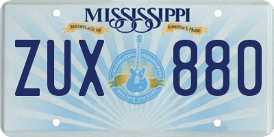 MS license plate ZUX880