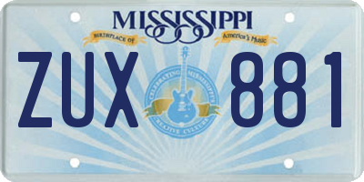 MS license plate ZUX881