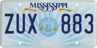 MS license plate ZUX883