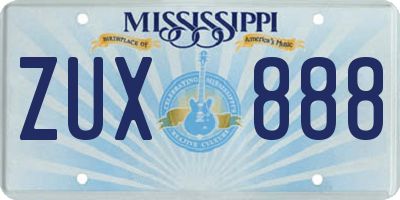 MS license plate ZUX888