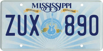 MS license plate ZUX890
