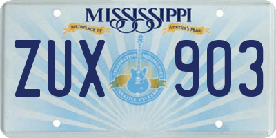 MS license plate ZUX903