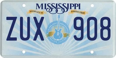 MS license plate ZUX908