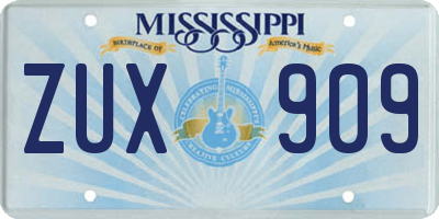 MS license plate ZUX909