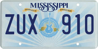 MS license plate ZUX910